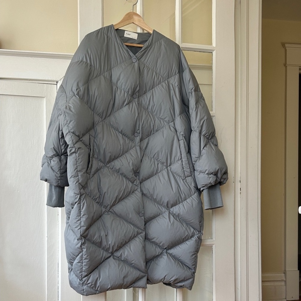 Gray Oversized Quilted Coat